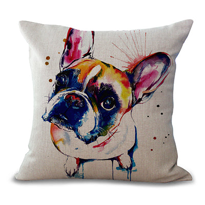French Bulldog Printed Decorative Sofa Throw Cushion