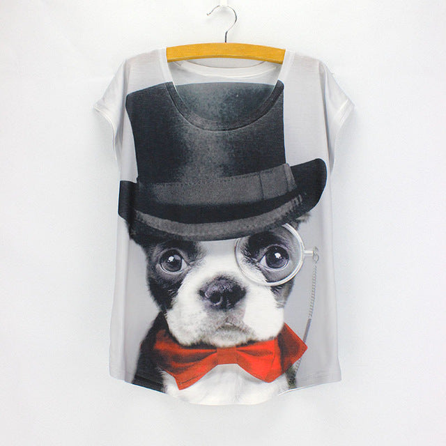 Bulldog photos print t-shirt female