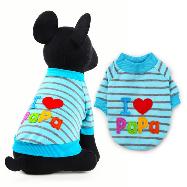 I love papa and mama winter Pet Dog Clothes for chihuahua