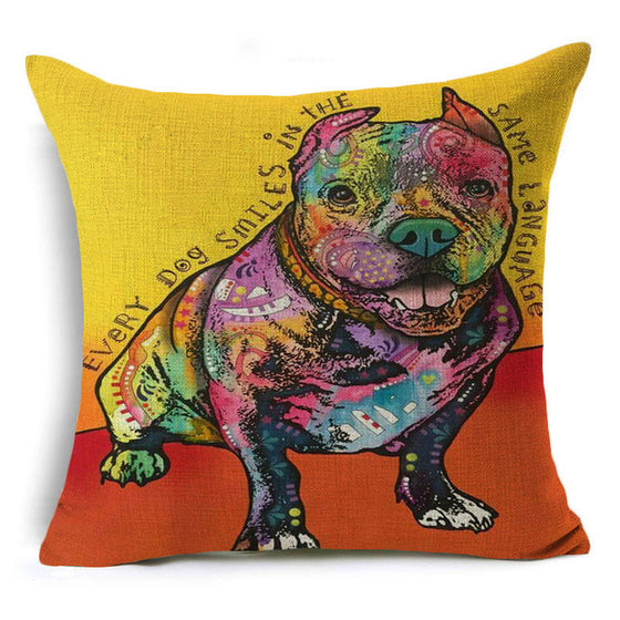 decorUhome Linen Pillow Case Pitbull Cushion