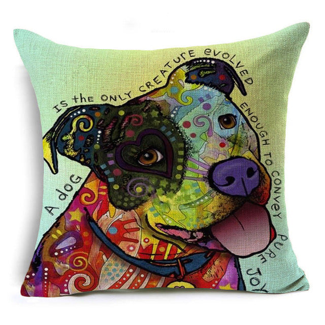 Bulldog Linen Pillow Case Pitbull Cushion