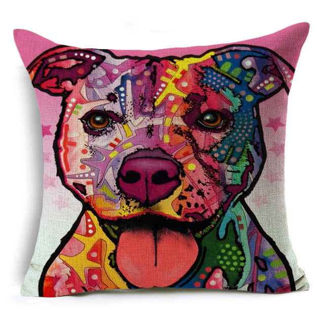 decorUhome Linen Pillow Case Pitbull Cushion