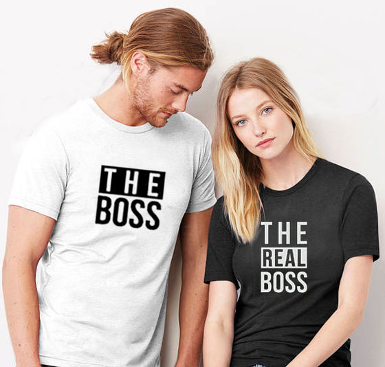 The Boss The Real Boss Funny Couple Matching T-shirts