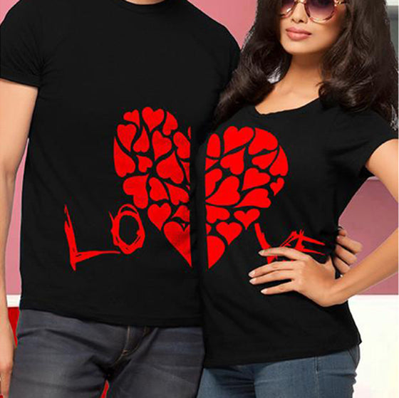 T Shirts Half Red Heart Love Printing