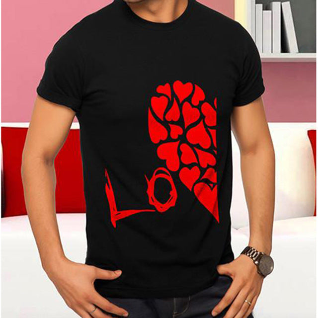 T Shirts Half Red Heart Love Printing