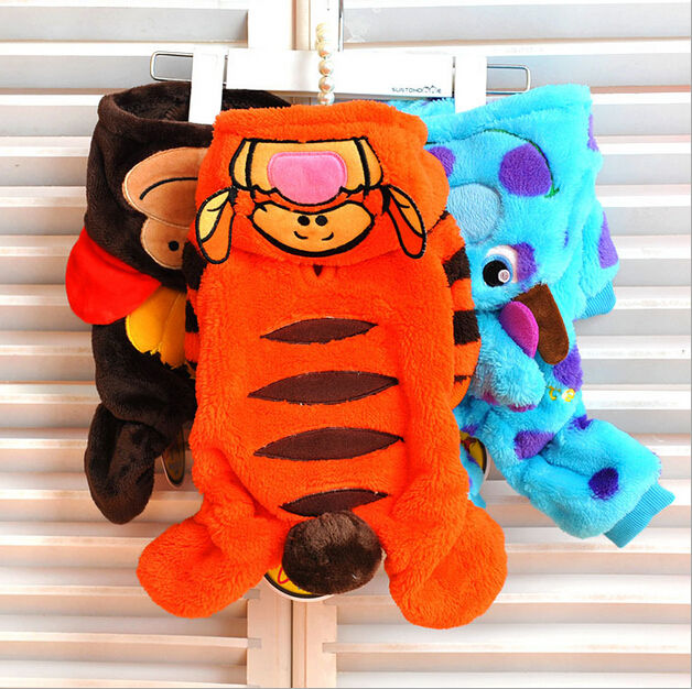 Puppy Pet Small Dog Winter Warm Cartoon Clothes Jumpsuit Hoodie