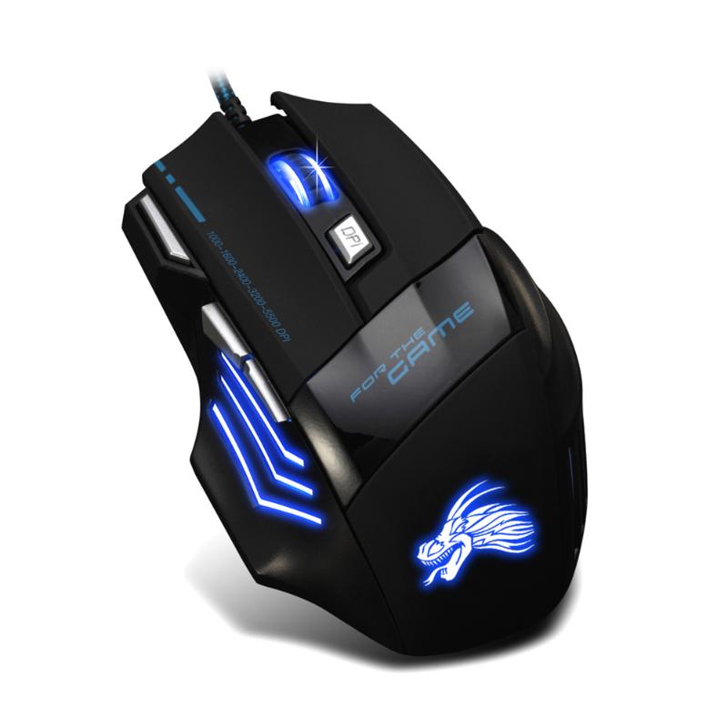 Professional Wired Gaming Mouse 5500DPI Adjustable 7 Buttons Cable USB LED