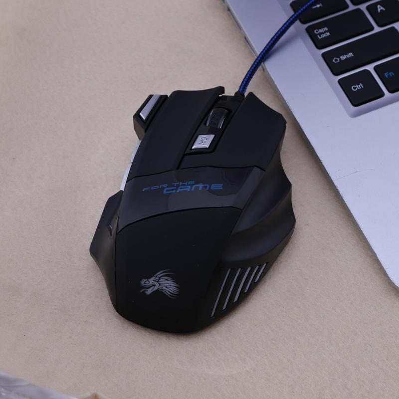 Professional Wired Gaming Mouse 5500DPI Adjustable 7 Buttons Cable USB LED