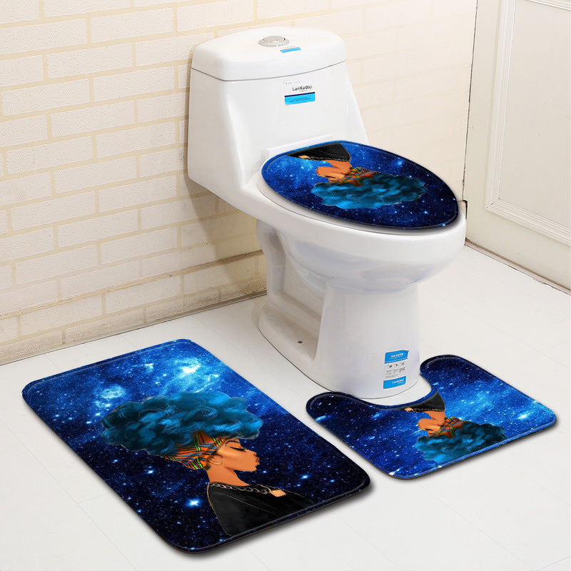 African Woman Printed 3pcs Anti-slip Bath Mat