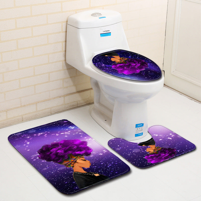 African Woman Printed 3pcs Anti-slip Bath Mat
